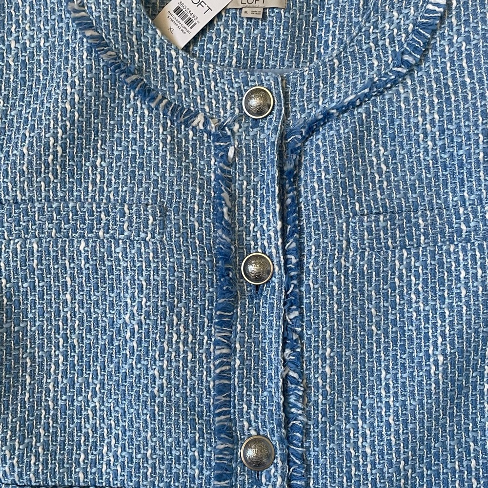 NWT LOFT Tweed Lady Jacket Blue and White XL - Picture 12 of 13